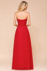 Exuqisite Sweetheart Ruffle Red Bridesmaid Dresses with Appliques-27dress